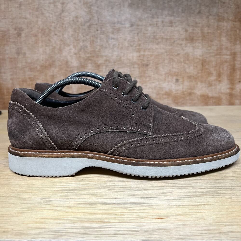 Hogan H217 Route Wingtip Oxford Men Size 10 US, 9 UK Brown Suede Brogue Shoes